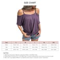 thumbnail image 5 of Women Cold Shouler T Shirt Pure Color Short Sleeve Loose Fitting Camisole Top for Summer Light Purple L, 5 of 5