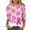 Pink, variant on Vivianyo HD Women's 3/4 Sleeve Graphic Print Top, Straight Hem Crew Neck Pullover Blouse, Casual Tee for Charity Event and Daily Social Gathering, Sizes S-5XL