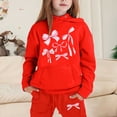 thumbnail image 2 of Toddler Girl Outfits Pants Sets Long Sleeve Bow Printed 2pcs Clothing Set Patchwork Printed Y2K Soft Warm Baby Girl Clothes,Red,4-5 Years, 2 of 4