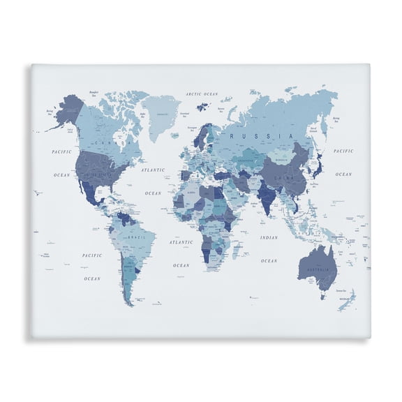 Stupell Industries Contemporary Traditional Blue Map Canvas Art, 20 x 16, by Urban Epiphany
