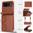thumbnail image 5 of For Motorola Razr 40 PU Leather Case, Stylish Crossbody Strap Wristband Card Slots Magnetic Snap RFID Blocking Drop Protective Rugged Case for Motorola Razr 40, Brown, 5 of 7