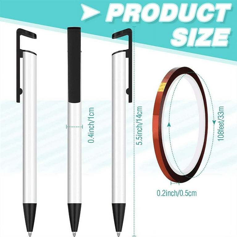 12Pc Sublimation Pens Blank with Shrink Wrap Coated Aluminum Tube