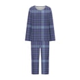 thumbnail image 4 of Puntoco Conjunto de capris de manga larga a cuadros con cuello redondo de dos piezas para mujer Puntoco Puntoco-768, 4 of 5