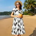 thumbnail image 4 of Fotbe Funny Chicken Pattern Dress Casual Womens Fashion Short Sleeve Maxi Dress T Shirt Dress Striped Long Color Block Maxi Dress, 4 of 6