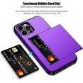 thumbnail image 5 of KOMI for iPhone 13 Pro Max Case with Card Holder[Store 5 Cards] Dual Layer Heavy Duty Shockproof iPhone 13 Pro Max Wallet Case with Hidden Card Slot Storage Case for iPhone 13 Pro Max (Purple), 5 of 5