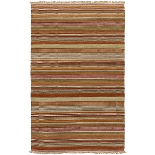 4' x 6' Calming Horizons Striped Burnt Orange, Brown and Olive Green