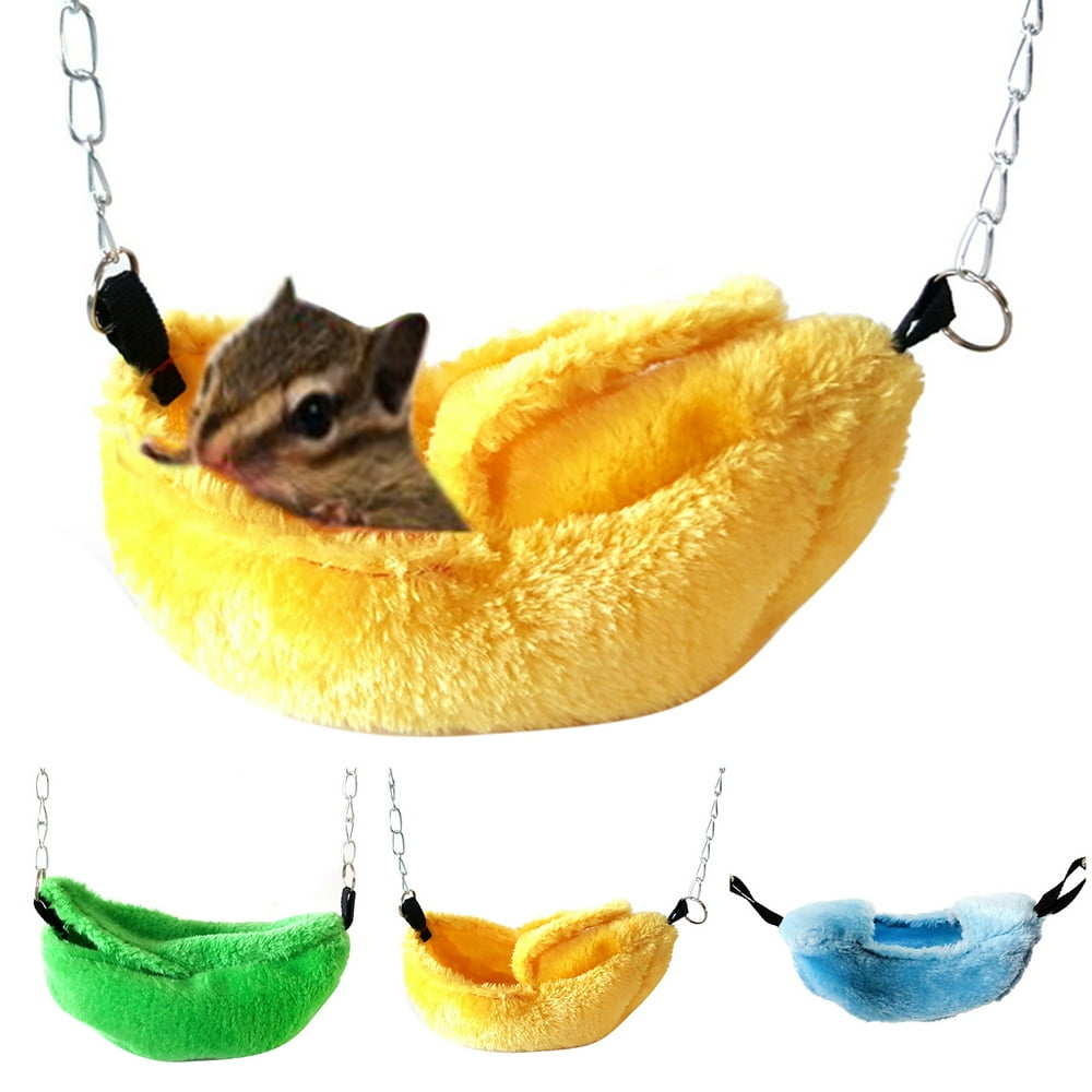 Shulemin Hamster Parrot Hammock Hanging Banana Cabin Swing House Bed Pet Supplies,Yellow