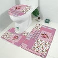 thumbnail image 2 of Pioneer Flower Floral Print Pattern Bathroom Rugs Sets 3 Piece,Toilet Cover Set,Absorbent Non Slip Bathroom Mats Sets with U-Shaped Contour Rug Toilet Rug Set, 2 of 5