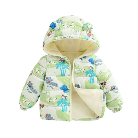 

QYZEU Girls Quilted Coat Jackets for Toddler Girls Winter Coats Kids Baby Boys Girls Cute Printed Light Padded Jacket Bear Hooded Outerwear