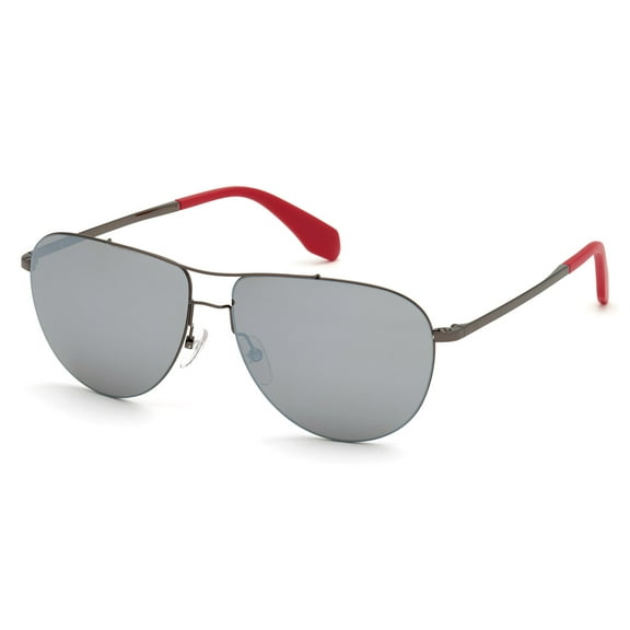Adidas OR0004 Half Rim Aviator Shiny Gumetal / Smoke Mirror Sunglasses