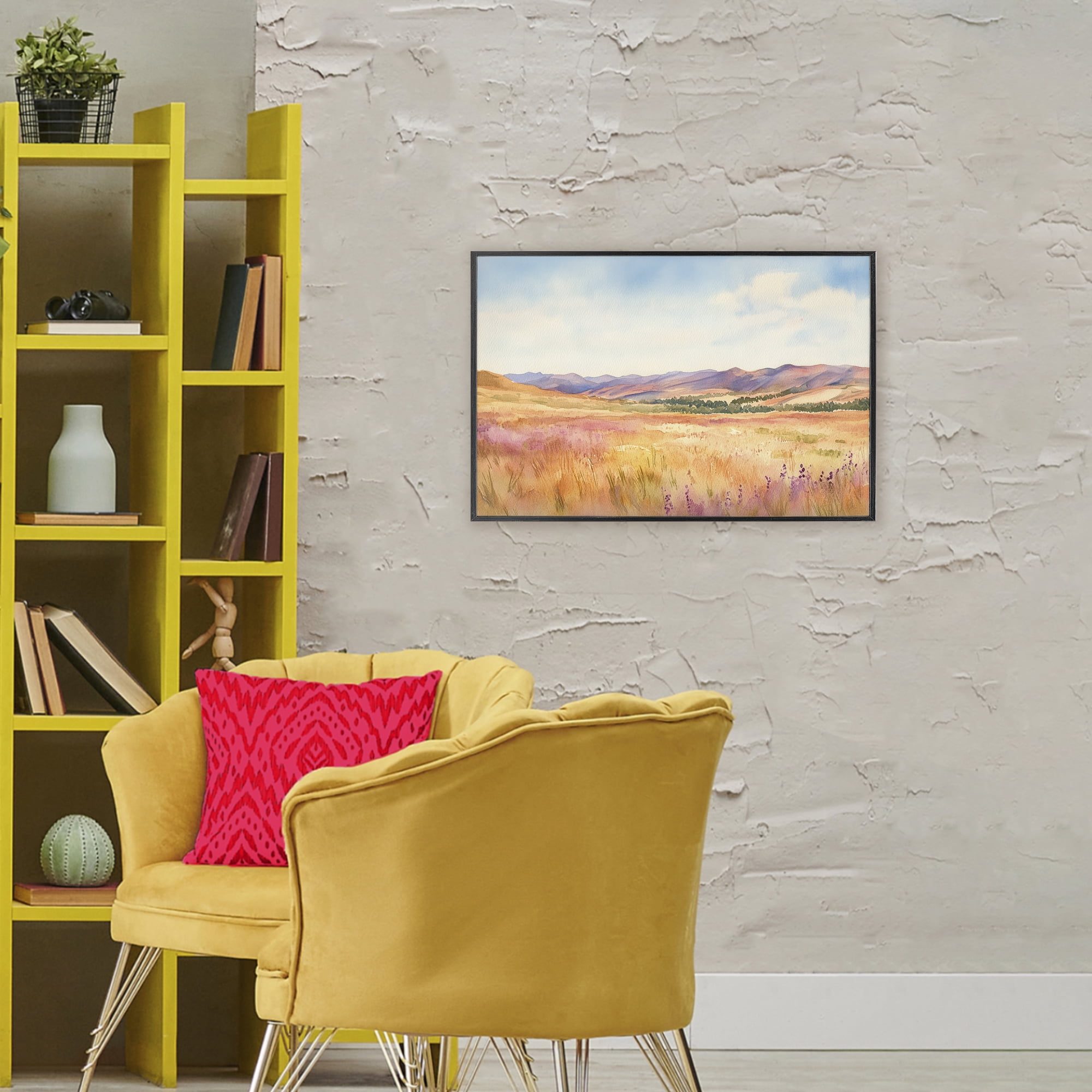 Stupell Industries Pastel Valley Panorama Black Framed Giclee Art, design by Petal Prints Design