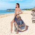 thumbnail image 6 of FORMRS Womens Long Sarong Beach Wrap Semi-Sheer Bikini Skirt Bathing Swimsuit Cover Up, Blue Geometric Eagle, 6 of 7