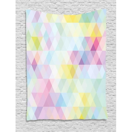 Abstract Tapestry Geometrical Vibrant Rainbow Themed Pastel Colored Rhombus Pattern Hipster Style Wall Hanging For Bedroom Living Room Dorm Decor