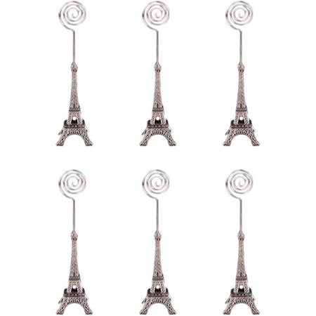 5 Pcs Eiffel Tower Memo Holders - Silver Metal Photo/Paper Clips, Tabletop Organizer For Office, Desk, Wedding