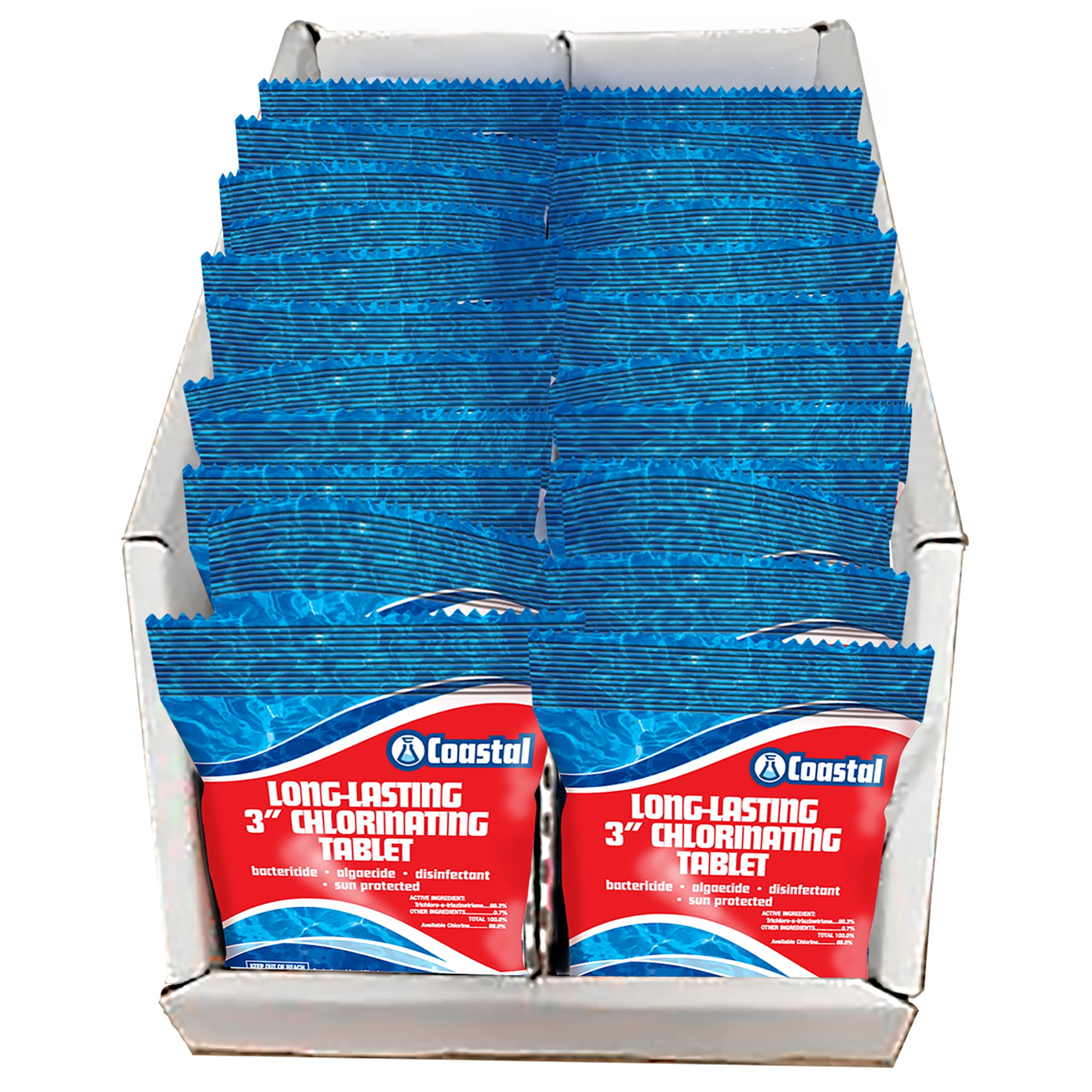Coastal Individually Wrapped 3" Tablets 8 oz., a Slow Dissolving Chlorine Tablet for Swimming Pools