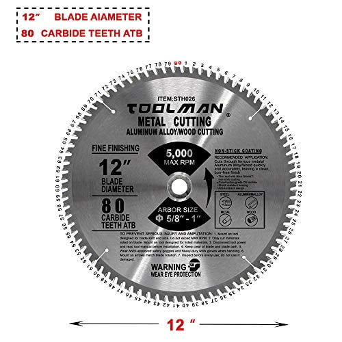 Toolman 12'' 80T Circular Saw Blade Premium For metal, aluminum, wood, steel cutting STH026