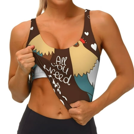 Qokaie Rooster And Chicken Pattern Womens Scoop Neck Sports Bra Breathable Workout Vest Padded U Back Medium Impact Fitness Gym Yoga Bra Workout Crop Top