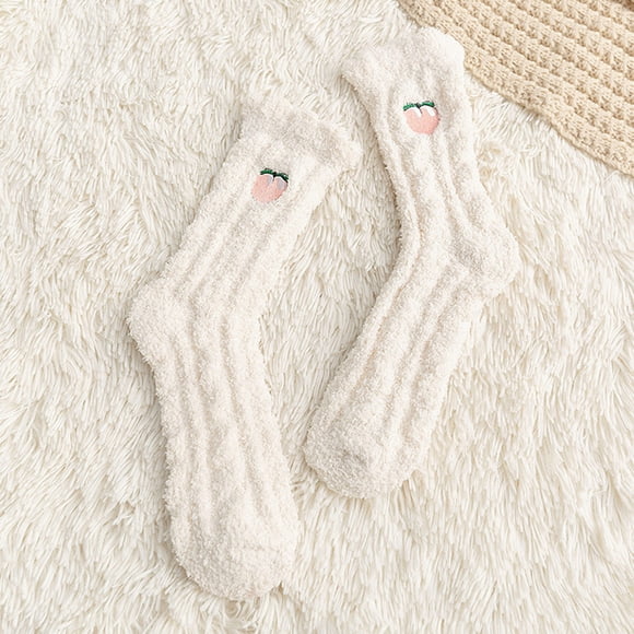 Chaussettes Décontractées d'Hiver Chaudes pour Femmes, Chaussettes Fruitées Pêche pour Femmes
