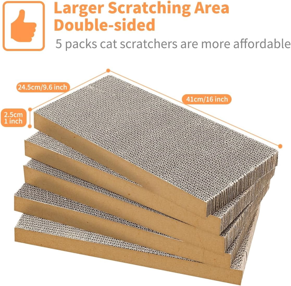 Keyrank 5 Pack XL Wide Cat Scratcher Cardboards with Box, Reversible Corrugate Cat Scratch Pad
