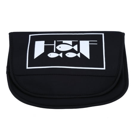 Black Durable Fishing Reel Case Cover - Small Size Protective Storage Pouch for Wheel Reels Made of Polyester