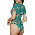 thumbnail image 3 of Naloa Starfish and Shell Women's Short-Sleeved Onesie, One-Piece Swimsuit for Parties, dates, clubs - Large, 3 of 9