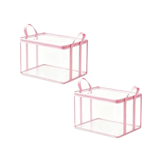 2Pcs Large Thick Transparent Storage Storage With Hinged Lid Sturdy And Large Capacity Organizing Suitable For Home Travel And Moving Use Home Textile Storage Happy 2026!
