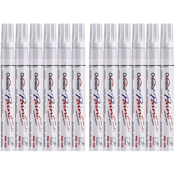 Bolígrafos de pintura Lesun Overseas, blancos, impermeables a base de aceite, paquete de 12