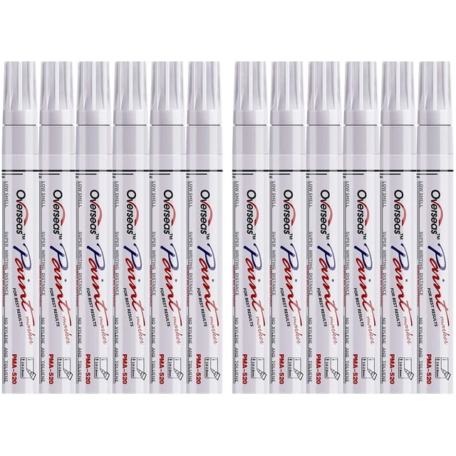 Bolígrafos de pintura Lesun Overseas, blancos, impermeables a base de aceite, paquete de 12