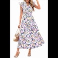 thumbnail image 3 of Vestido Midi Estampado con Escote en V, Mangas Plisadas y Volantes Imagen 5 XL, 3 of 8