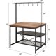 thumbnail image 3 of Yeshouse isla de cocina de 107 cm con almacenamiento, mesa de 3 niveles con asientos, estante para microondas, 5 ganchos, ideal para comedor, sala de estar o cocina, tamaño 107x71x183 cm, 3 of 8
