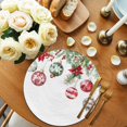 thumbnail image 3 of Christmas Round Placemats Set of 4 Christmas Balls Place Mats Washable Woven Placemat Pine Tree Branch Poinsettia Flower Circle Braided Table Mat for Kitchen Dining Table Party Home Decor 15 Inch, 3 of 8