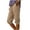 Khaki, variant on Twczz Womens Faux Denim Capris with Pockets- Casual Summer Stretch Elastic Waist Slim Leg Pants Blue Size XL
