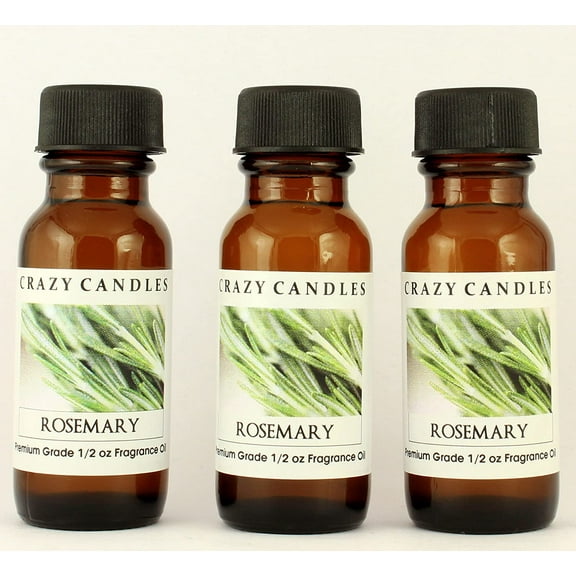 Crazy Candles Rosemary 3 Bottles 1/2 Fl Oz Each (15ml) Premium Grade Scented Fragrance Oil Made in USA