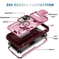 thumbnail image 4 of Compatible with iPhone 16e with Sliding Cover Lens Protection & Kickstand, Built-in 360° Rotate Ring Stand Magnetic Card Slot Hybrid Cover Case for iPhone 16e, Pink+Red, 4 of 9
