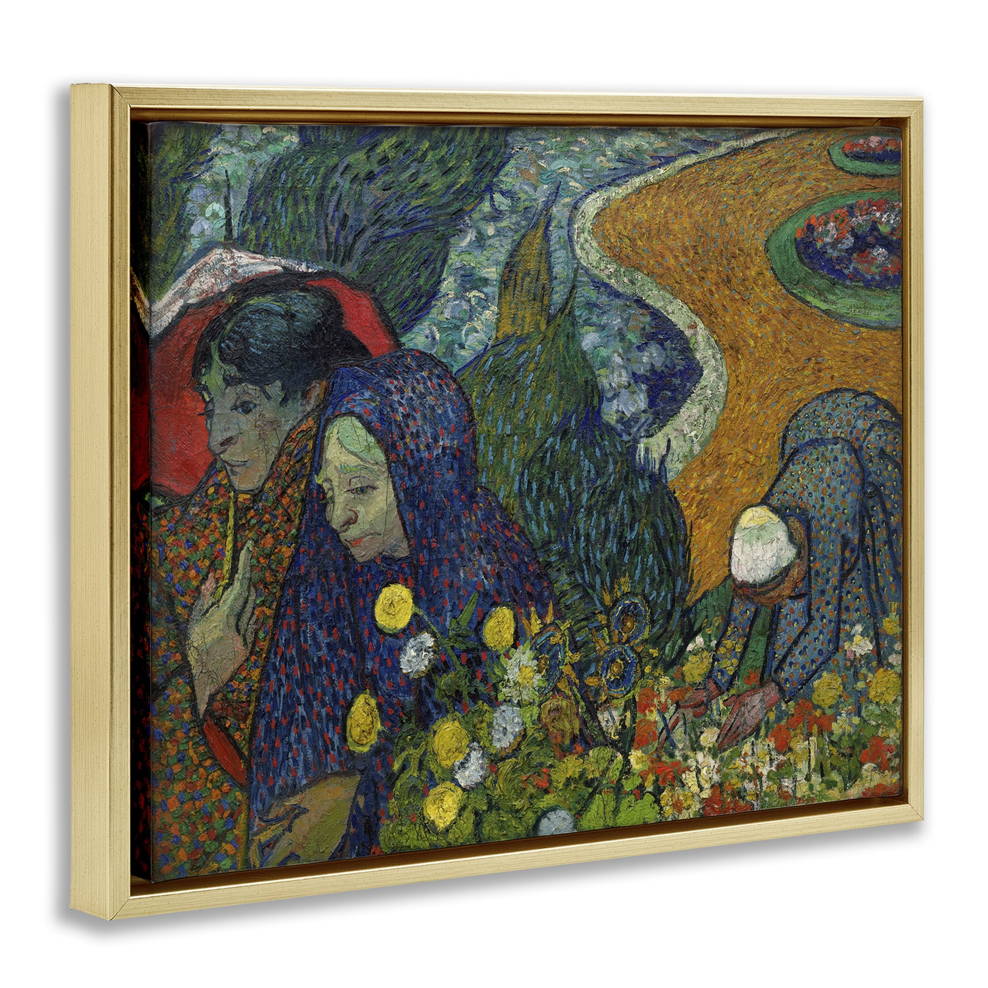 Stupell Industries Van Gogh Memory of Garden at Etten People Painting Gold Floater Framed Canvas Art Print Wall Art, 31 x 25