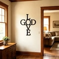 thumbnail image 4 of MMJ Black Iron Hanging Sculpture Cross Love Religious Ornament Living Room Bedroom Hallway Home Decoration Accent Piece Wall Decor 11.81x9.71in, 4 of 6