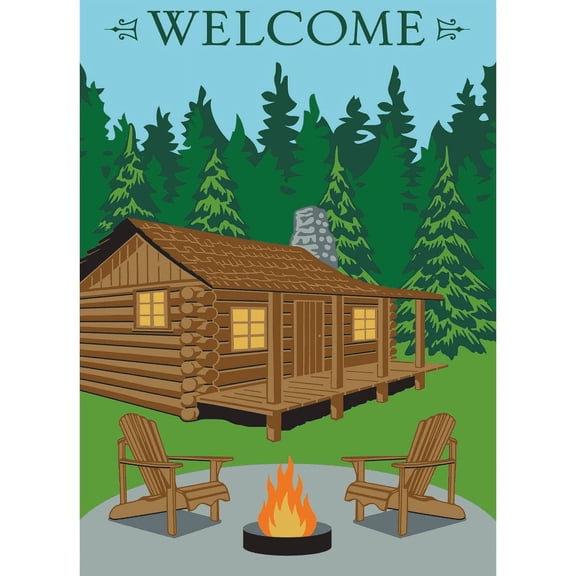 Magnolia Gardens M011078 13 x 18 in. Double Applique Welcome Cabin Polyester Garden Flag