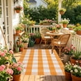thumbnail image 4 of Christmas Large Plaid Rug Doormat, 19.6x31.5 Inches Hand-woven Orange White Plaid Rug Cotton Blend Washable Welcome Mat for Front Door Porch Home Farmhouse Indoor Outdoor Use, 4 of 6