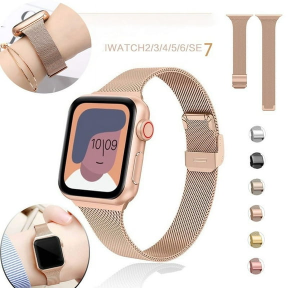LEIXIUER Silm Milanese Loop Strap Compatible with Apple Watch Bands 45mm 41mm 44mm 40mm 38mm 42mm Ultra 49mm Thin Stainless Steel Band Magnetic Mesh Metal Strap for iWatch Series 9 8 7 se 6 5 4 3