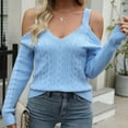 thumbnail image 4 of TMOYZQ Sweaters for Women Casual Fall V Neck Cold Shoulder Long Sleeve Sweater Cut Out Knit Pullover Top Fashion Solid Color Sweaters Tops, 4 of 8