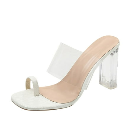 

Sandals Fashion Spring And Summer Women Sandals High Heel Animal Pattern Transparent Strap Thick Heel Casual Style