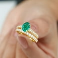 thumbnail image 3 of Rosec Jewels Certified Lab Grown Emerald Bridal Ring Set for Women - Oval Engagement Ring with Wedding Band - AAAA Quality, 10K Yellow Gold, US 9.50, 3 of 8