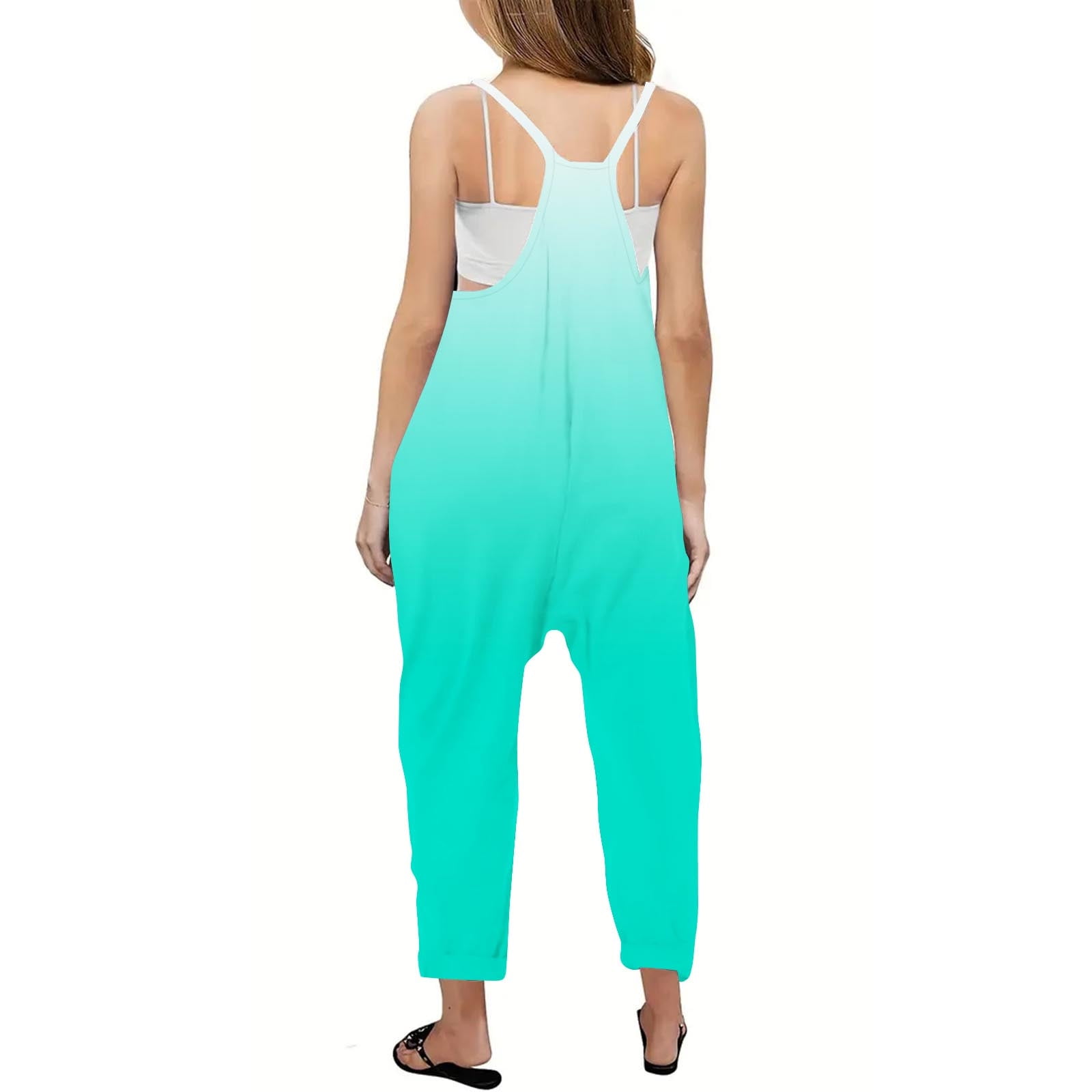 YABCSAZ Girl's Jumpsuit Sleeveless Spaghetti Strap Romper Kids Clothes Infants Baby Outfits Casual Loose Summer Jumpsuit Baggy Wide Leg Romper with Pockets Size 7 Years