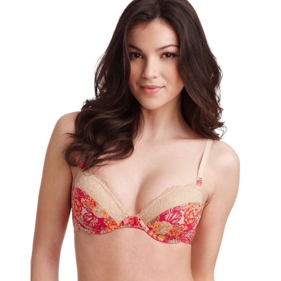 ELLE MACPHERSON Intimates FLORAL Lace YORKSHIRE ROSE American Nude BRA ( 32D )