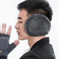 thumbnail image 2 of Orejeras cálidas de felpa gruesa para hombre, protección auditiva de invierno, cálidas, de color sólido, para estudiantes, a prueba de frío, para usar en la parte trasera, 2 of 5