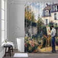 thumbnail image 4 of Country Cottage Shower Curtain, Rustic Farmhouse Painter Artwork Waterproof Fabric Bathroom Shower Curtains Set with Hooks, 72 X 72 Inch Long, 4 of 9