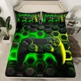 thumbnail image 2 of Erosebridal Teens Gaming Twin Sheet Sets, Green Honeycomb Bed Sheets Twin, Geometric Bedding Twin Size, Ultra Soft Bedroom Decoration, 3 Pieces, 2 of 6