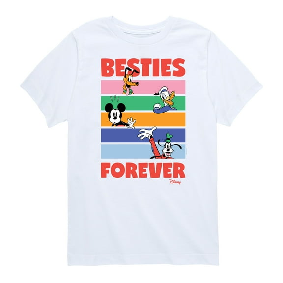 Disney - Pluto, Donald Duck, Mickey & Goofy - Besties Forever - Youth Short Sleeve Graphic T-Shirt