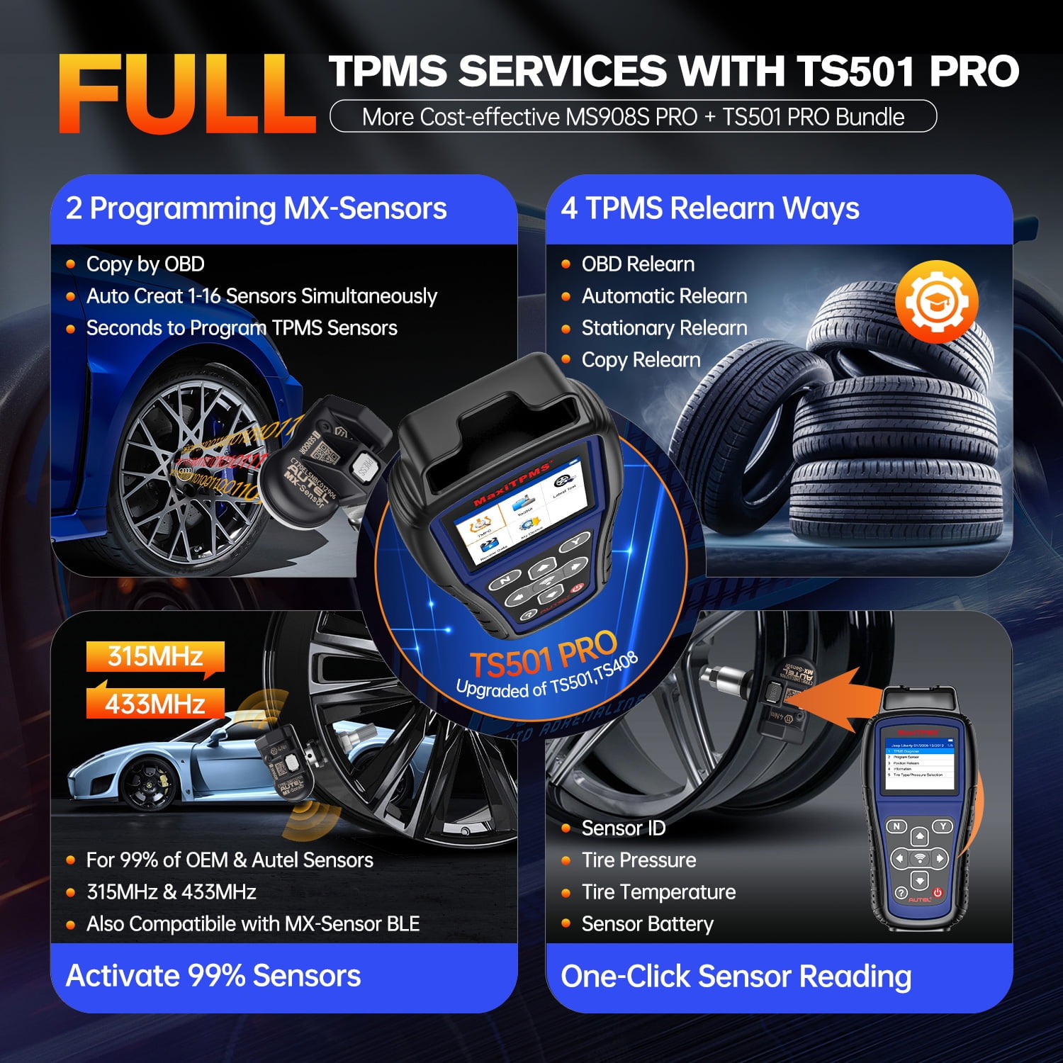 Autel Scanner MaxiSYS MS908S PRO II 2026, With TS501 PRO TPMS Relearn Tool, Bidirectional Diagnostic Scan as Ultra MS919 MS909 Elite 2 Pro, Up of MK908P MS906MAX, 3K+ Active Tests, 38+ Reset