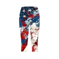 thumbnail image 4 of Patriotic Yoga Leggings - Stars Print High Rise Workout Capris, 4 of 5